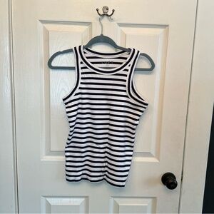 Loft Striped Dark Navy and White Striped Tank Top